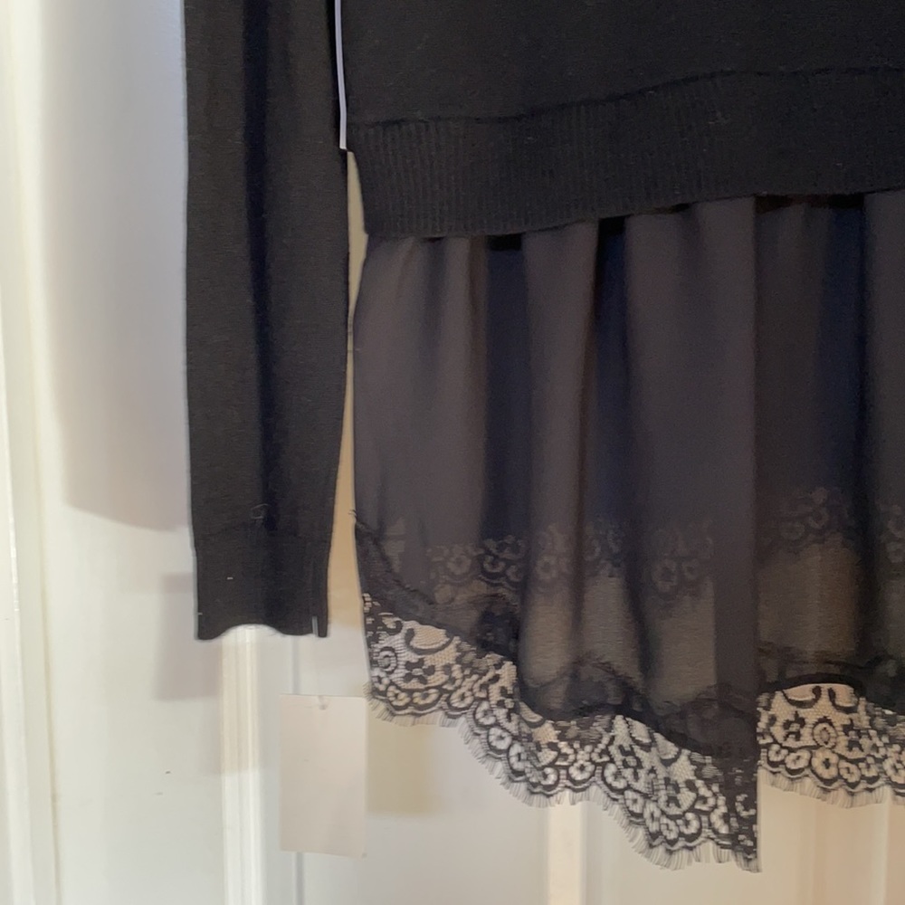 Chelsea 28 blk sweater with faux lace under shirt - Picture 8 of 10